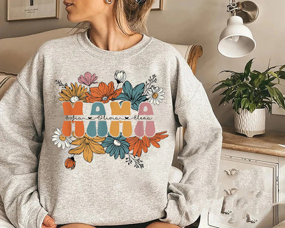 Custom Mom Shirt, Mama Sweatshirt, Mom Shirt with Names, Gift for Her, Mothers Day Gift, Mothers Day Shirt, Mama Shirt, Custom Mama Shirt