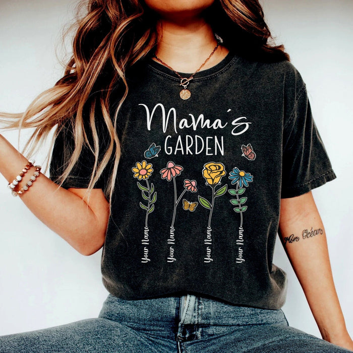 Custom Mothers Day Shirt, Personalized Mom Gift, Mothers Day Gift, Mama's Garden T-Shirt, Customized Mom Tee, Mother Gift, Gift from Son tee