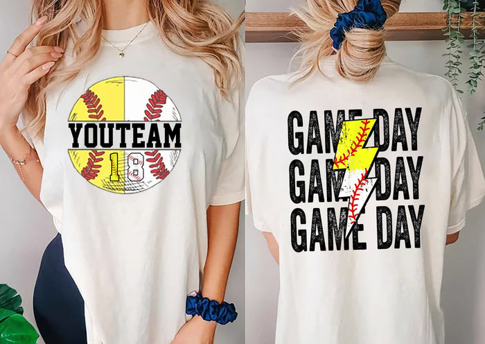 Custom Softball and Baseball T-Shirt, Personalized Mom Baseball Shirt, Mom of Both, Mom Softball Shirt, Mom of Both Sports Shirt, Mom Shirt