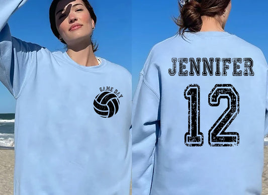 Custom Volleyball Sweatshirt, Volleyball Shirt, Volleyball Mom Shirt, Custom Volleyball Name and Number Shirt, Volleyball Mom Sweatshirt