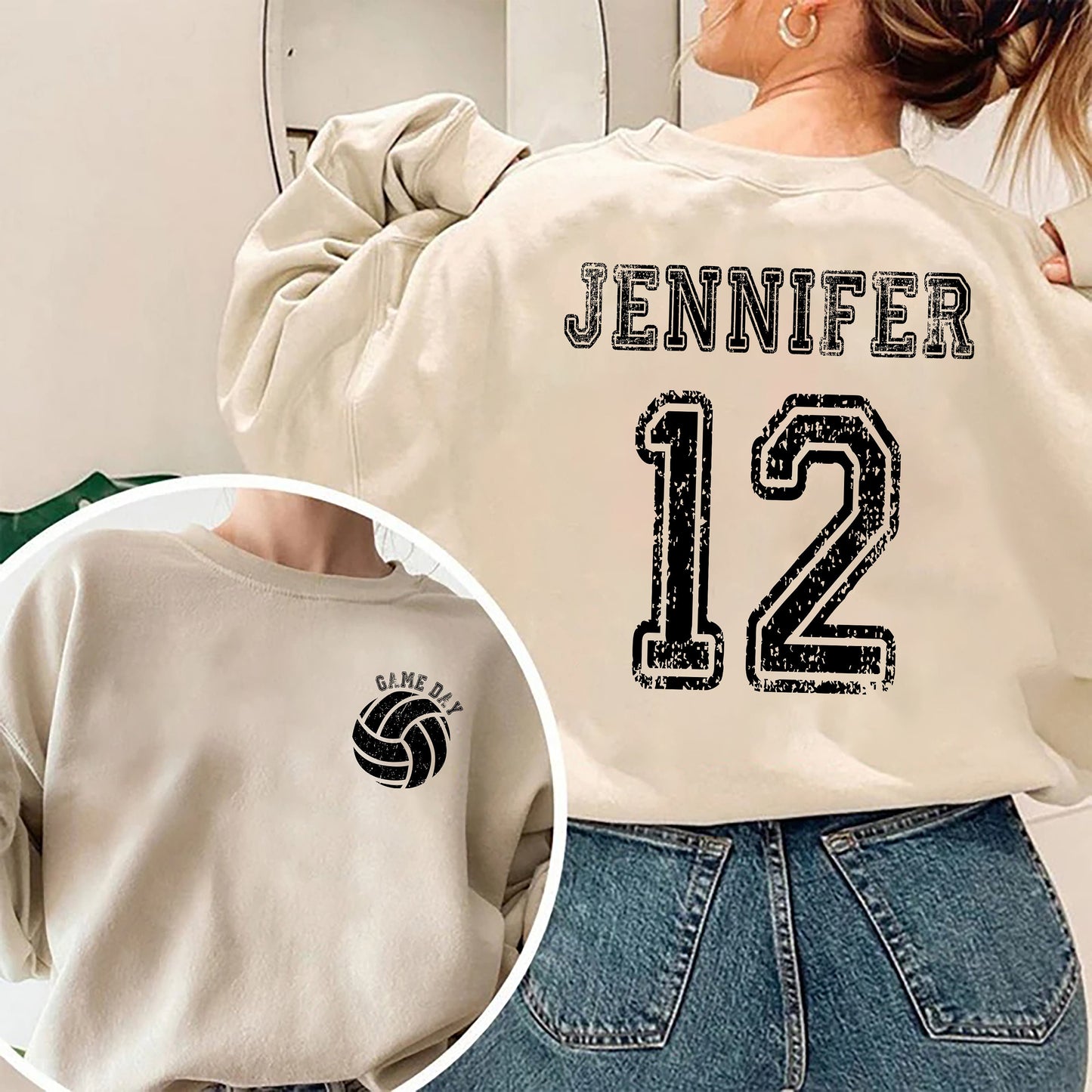 Custom Volleyball Sweatshirt, Volleyball Shirt, Volleyball Mom Shirt, Custom Volleyball Name and Number Shirt, Volleyball Mom Sweatshirt