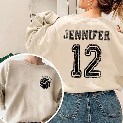 Custom Volleyball Sweatshirt, Volleyball Shirt, Volleyball Mom Shirt, Custom Volleyball Name and Number Shirt, Volleyball Mom Sweatshirt