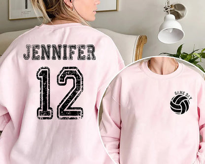 Custom Volleyball Sweatshirt, Volleyball Shirt, Volleyball Mom Shirt, Custom Volleyball Name and Number Shirt, Volleyball Mom Sweatshirt