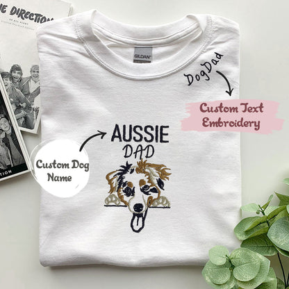 Custom  Australian Shepherd Dog Dad Embroidered Hoodie, Personalized Hoodie with Dog Name, Best Gifts For Australian Shepherd Owners