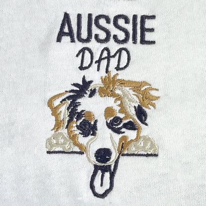 Custom  Australian Shepherd Dog Dad Embroidered Hoodie, Personalized Hoodie with Dog Name, Best Gifts For Australian Shepherd Owners