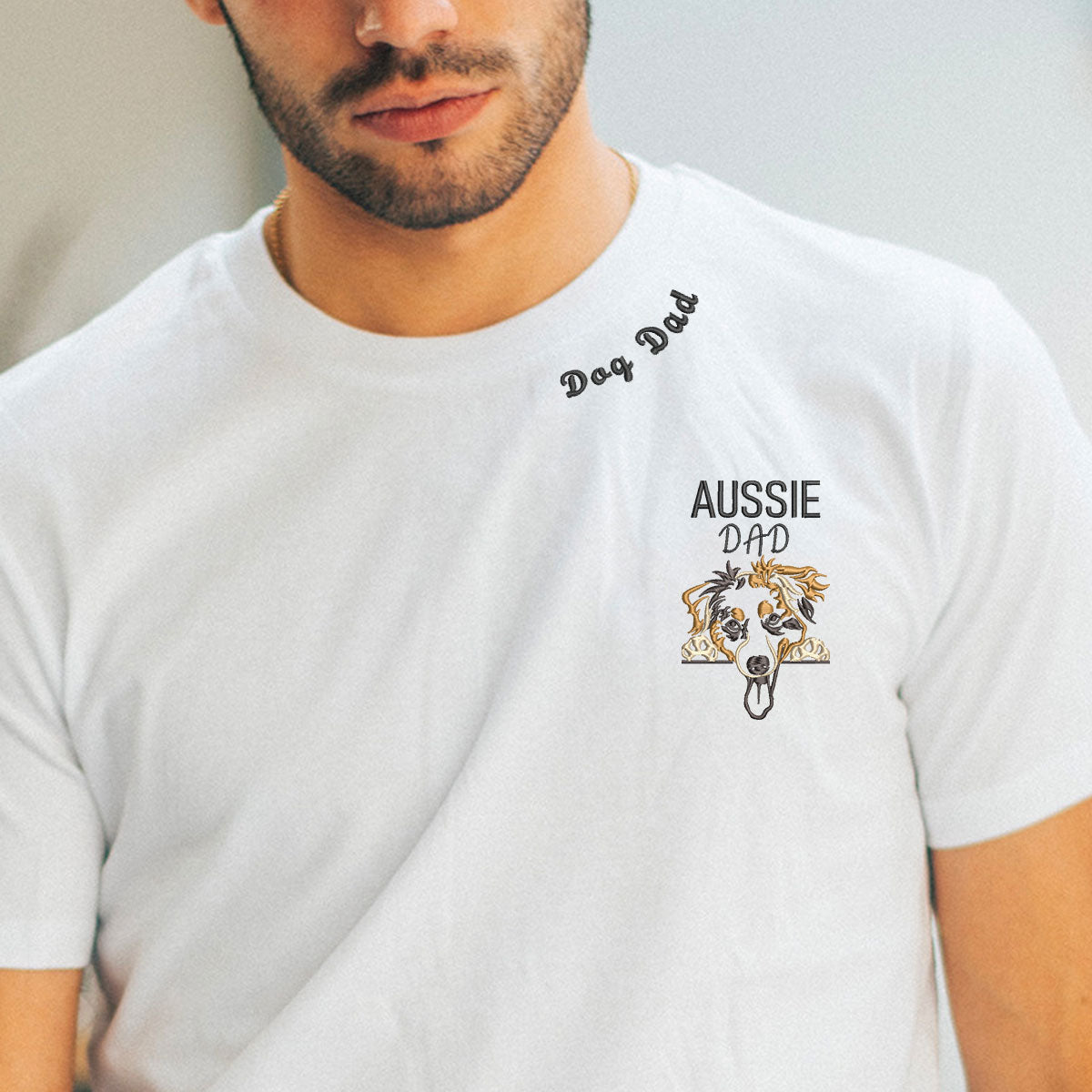 Custom  Australian Shepherd Dog Dad Embroidered Hoodie, Personalized Hoodie with Dog Name, Best Gifts For Australian Shepherd Owners