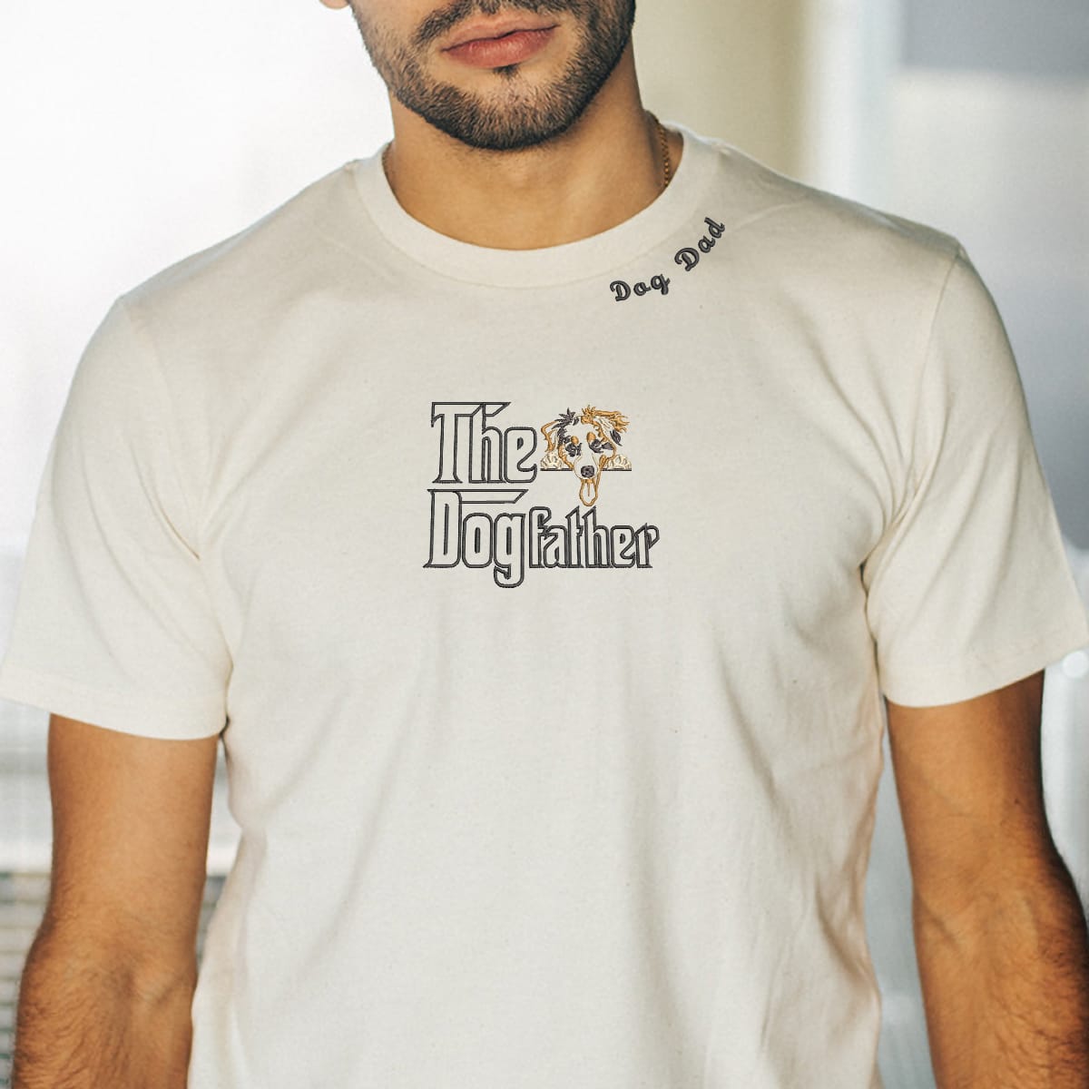 Custom Australian Shepherd Dog Dad Embroidered Collar Shirt, Personalized The DogFather Shirt, Gifts For Australian Shepherd Owners