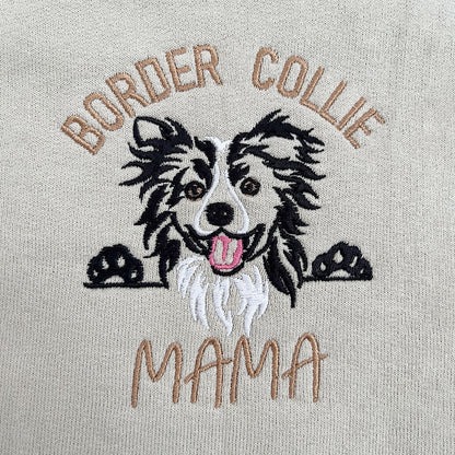 Custom Border Collie Dog Mama Shirt Embroidered Collar, Personalized Shirt with Dog Name, Best Gifts For Boxer Lovers