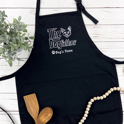 Custom Corgi Dog Dad Embroidered Apron, Personalized The DogFather Apron Corgi, Best Gifts For Corgi Lovers