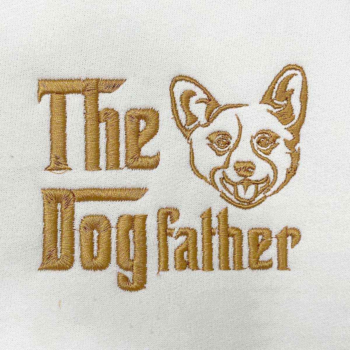 Custom Corgi Dog Dad Embroidered Hoodie, Personalized The DogFather Hoodie Corgi, Best Gifts For Corgi Lovers