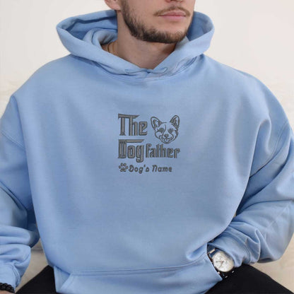 Custom Corgi Dog Dad Embroidered Hoodie, Personalized The DogFather Hoodie Corgi, Best Gifts For Corgi Lovers