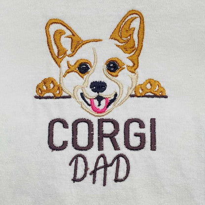 Custom Corgi Dog Dad Shirt Embroidered Collar, Personalized Shirt with Dog Name, Best Gifts For Corgi Loversi