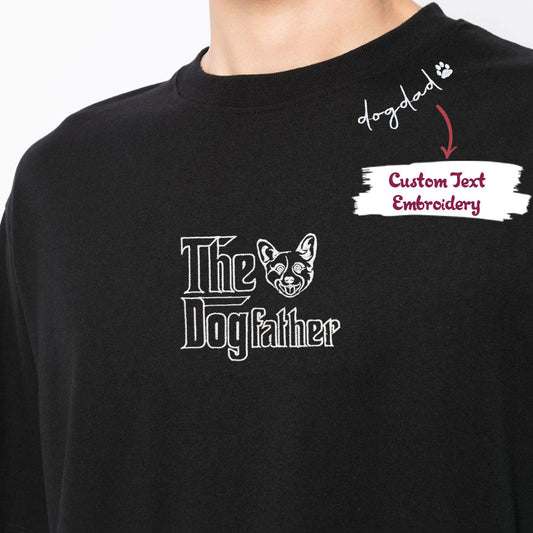 Custom Corgi Dog Dad Shirt Embroidered Collar, Personalized The DogFather Shirt Corgi, Best Gifts For Corgi Lovers