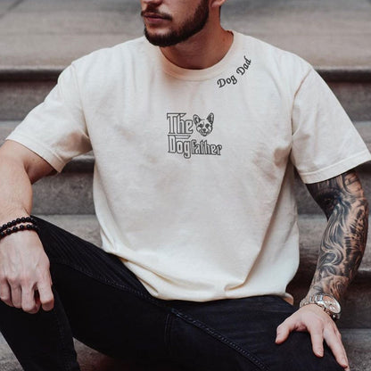 Custom Corgi Dog Dad Shirt Embroidered Collar, Personalized The DogFather Shirt Corgi, Best Gifts For Corgi Lovers