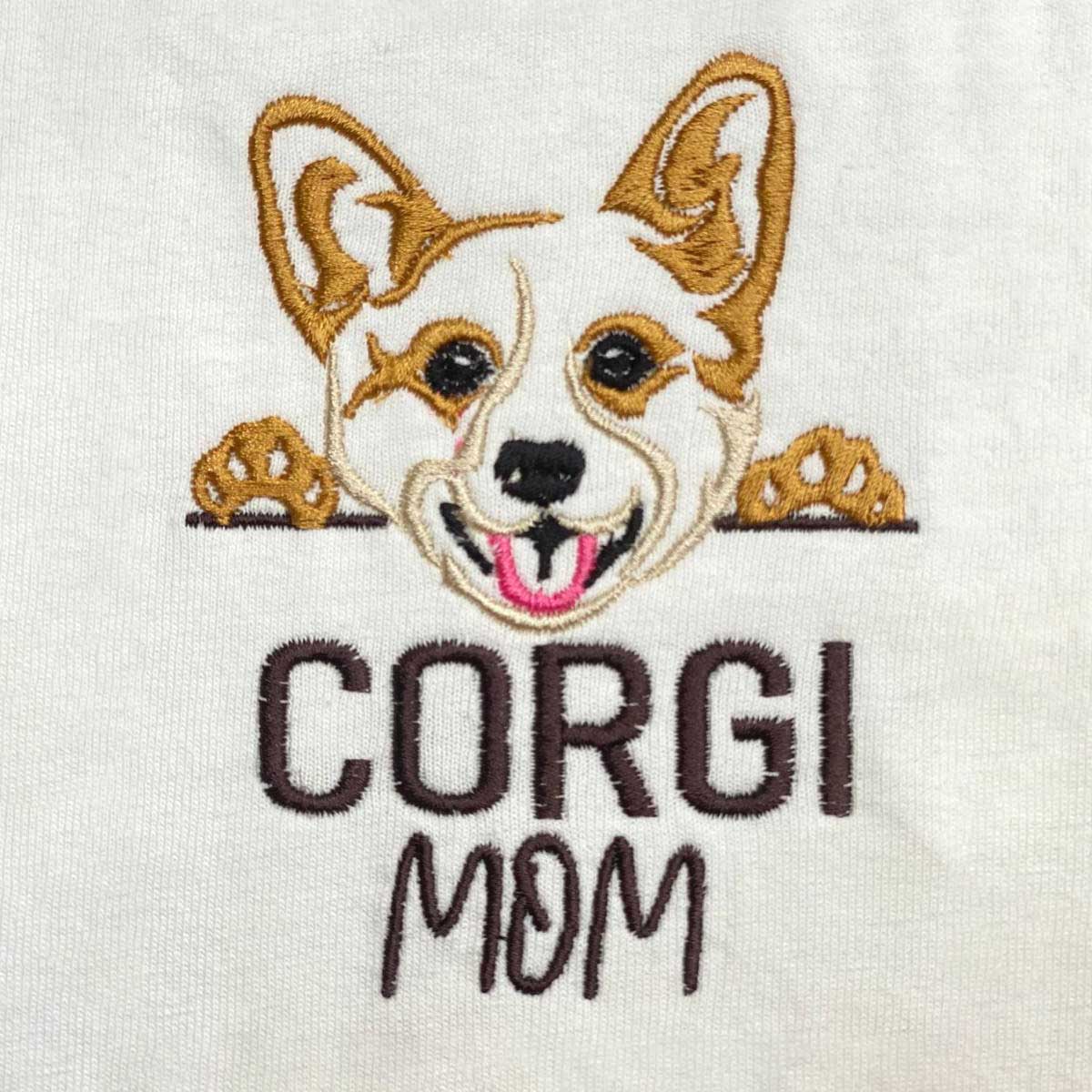 Custom Corgi Dog Mom Shirt Embroidered Collar, Personalized Shirt with Dog Name, Best Gifts For Corgi Lovers