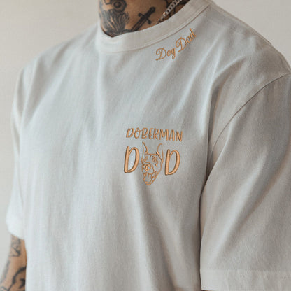 Custom Doberman Dog Dad Embroidered Collar Shirt, Personalized Shirt with Dog Name, Best Gifts For Doberman Lovers