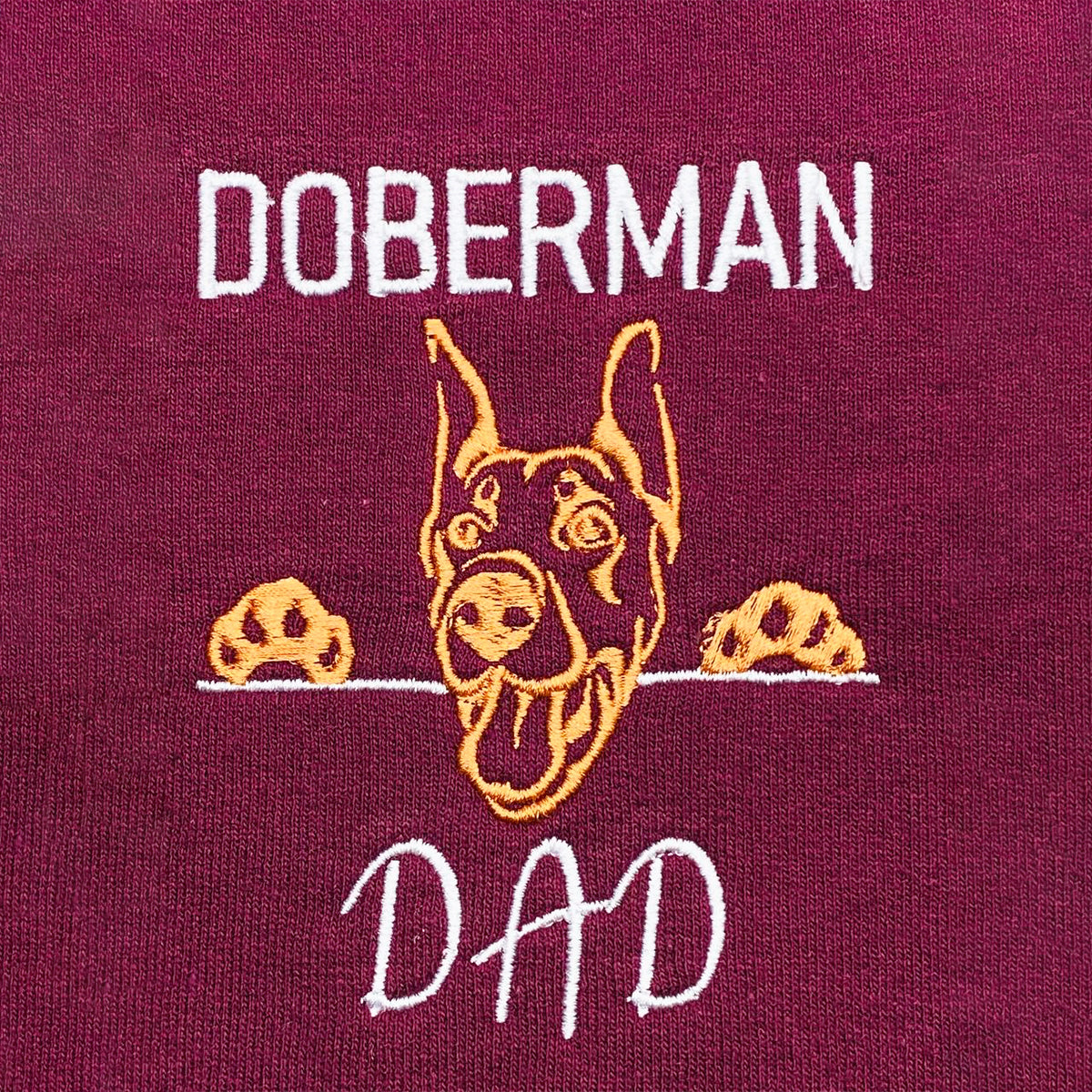 Custom Doberman Dog Dad Embroidered Collar Shirt, Personalized Shirt with Dog Name, Unique Gifts For Doberman Lovers