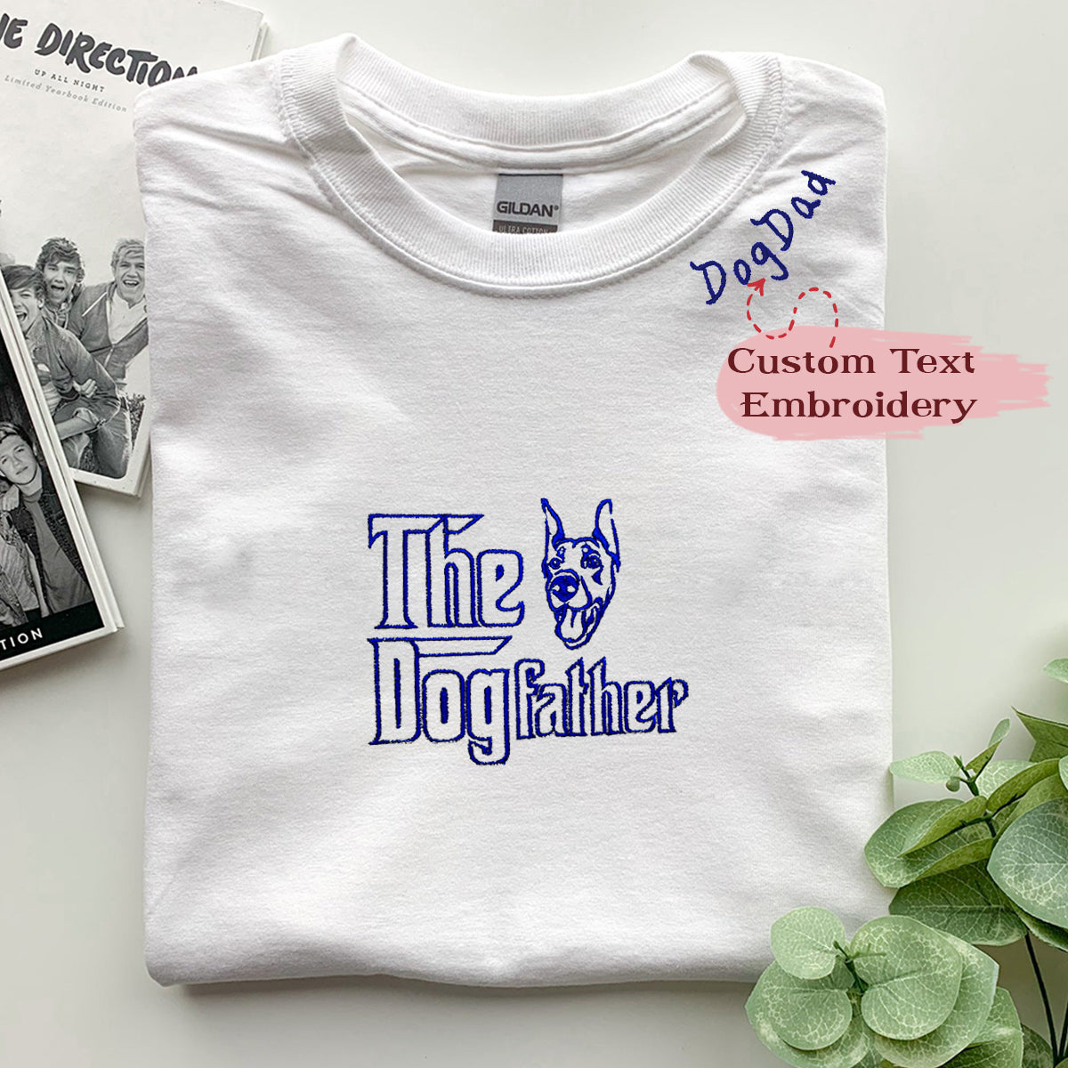 Custom Doberman Dog Dad Embroidered Collar Shirt, Personalized The DogFather Shirt Doberman, Best Gifts For Doberman Lovers