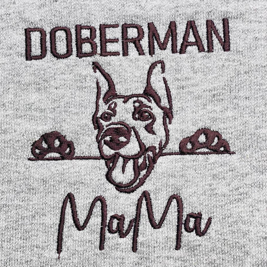 Custom Doberman Dog Mama Embroidered Collar Shirt, Personalized Shirt with Dog Name, Best Gifts For Doberman Lovers