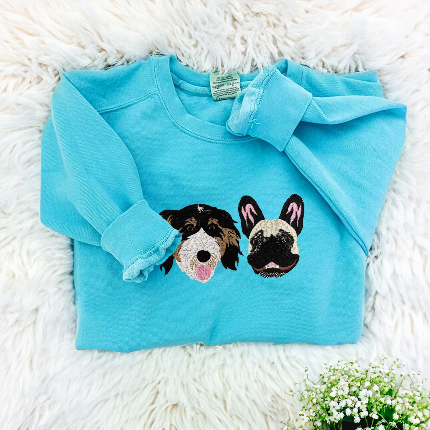 Custom Dog Embroidered Sweatshirt from Photo, Personalized Dog Lover Sweatshirt with Dog Face