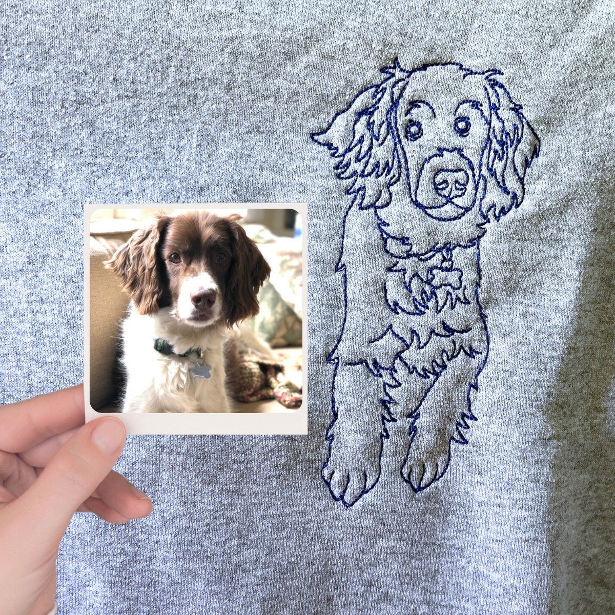 Custom Dog Embroidered Sweatshirt from Photo, Personalized Dog Lover Sweatshirt with Dog Face