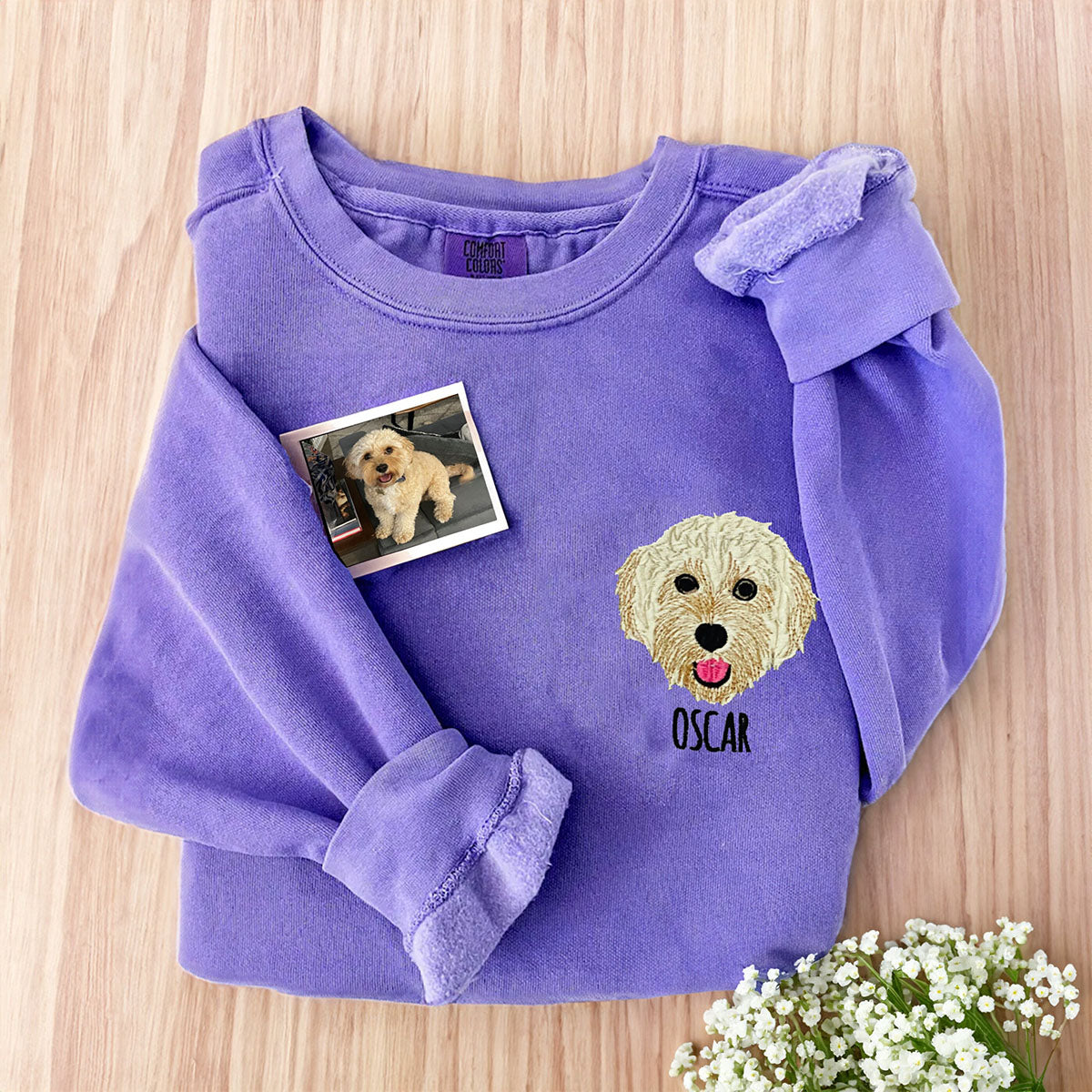 Custom Dog Embroidered Sweatshirt from Photo, Personalized Dog Lover Sweatshirt with Dog Face