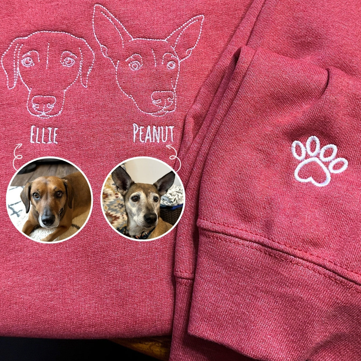 Custom Dog Embroidered Sweatshirt from Photo, Personalized Dog Lover Sweatshirt with Dog Face