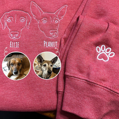 Custom Dog Embroidered Sweatshirt from Photo, Personalized Dog Lover Sweatshirt with Dog Face