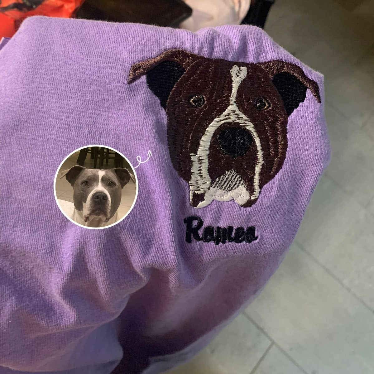 Custom Dog Embroidered Sweatshirt from Photo, Personalized Dog Lover Sweatshirt with Dog Face
