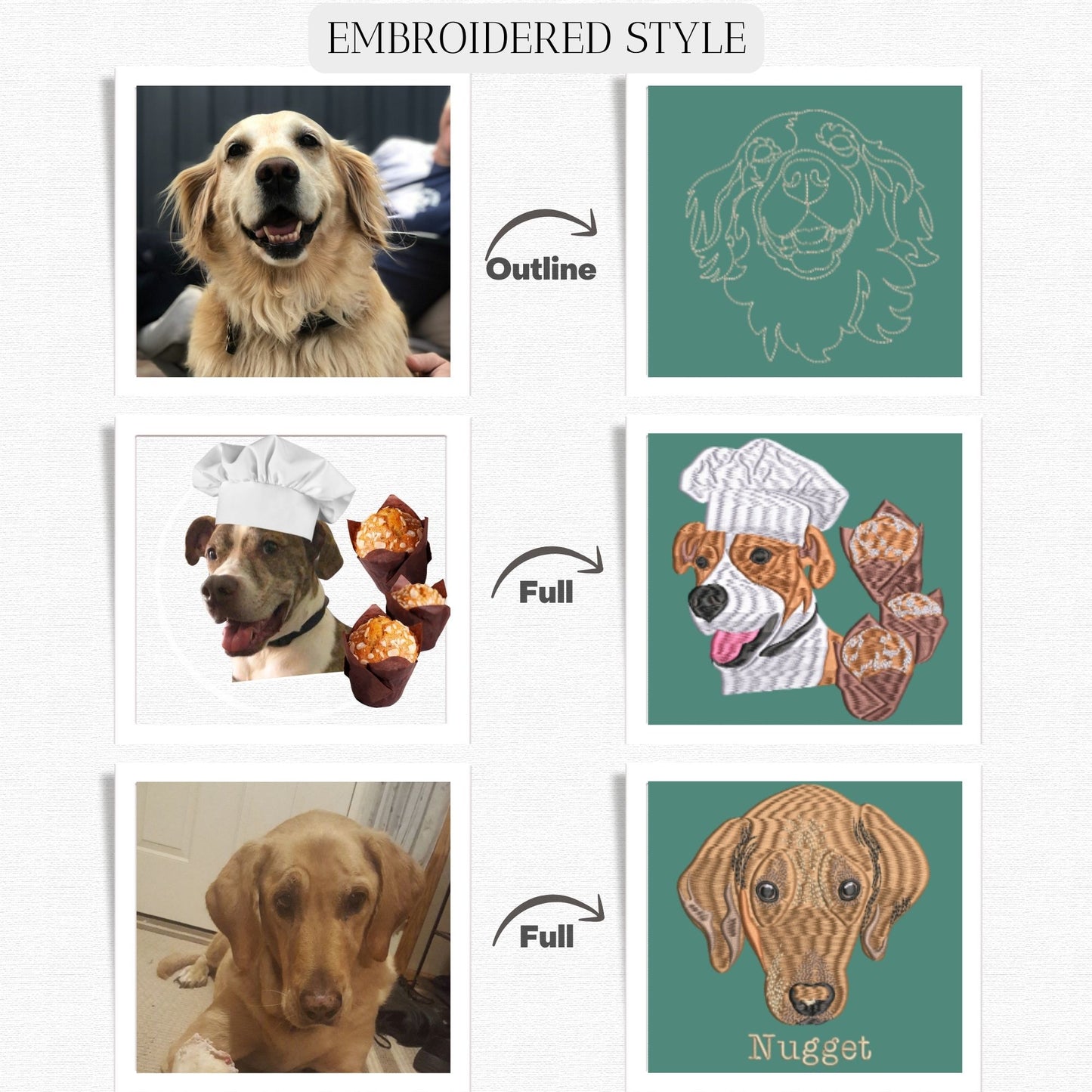 Custom Dog Embroidered Sweatshirt from Photo, Personalized Dog Lover Sweatshirt with Dog Face