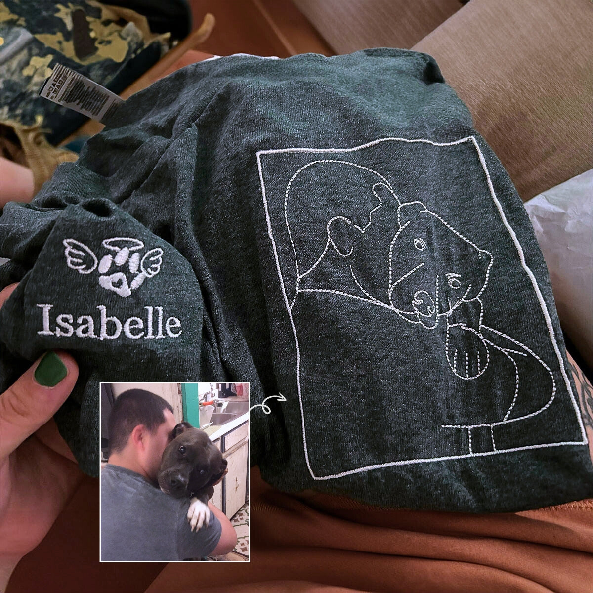 Custom Embroidered Dog Dad Sweatshirt or Hoodie,  Personalized Dog Dad Gifts with Photo