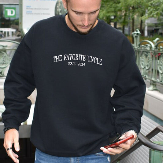 Custom Embroidered Favorite Uncle Sweatshirt, Personalized Gift for Uncle Father's Day Birthday Gift Idea