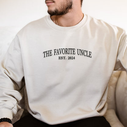 Custom Embroidered Favorite Uncle Sweatshirt, Personalized Gift for Uncle Father's Day Birthday Gift Idea