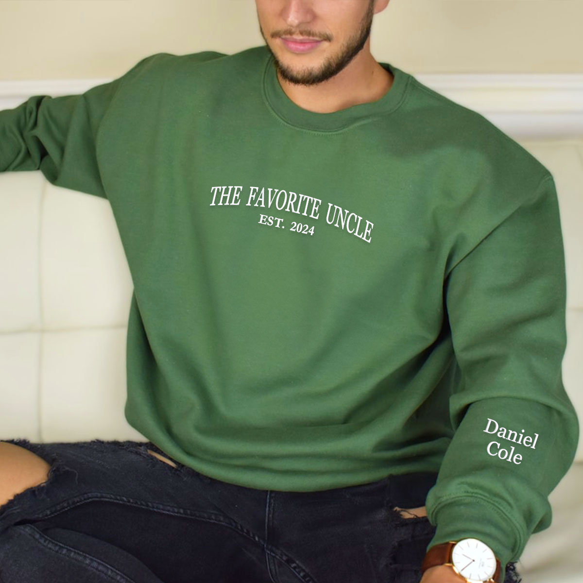 Custom Embroidered Favorite Uncle Sweatshirt, Personalized Gift for Uncle Father's Day Birthday Gift Idea