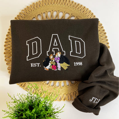 Custom Embroidered Grandpa Portrait from Photo Sweatshirt or Hoodie, Sweatshirts For Grandpa