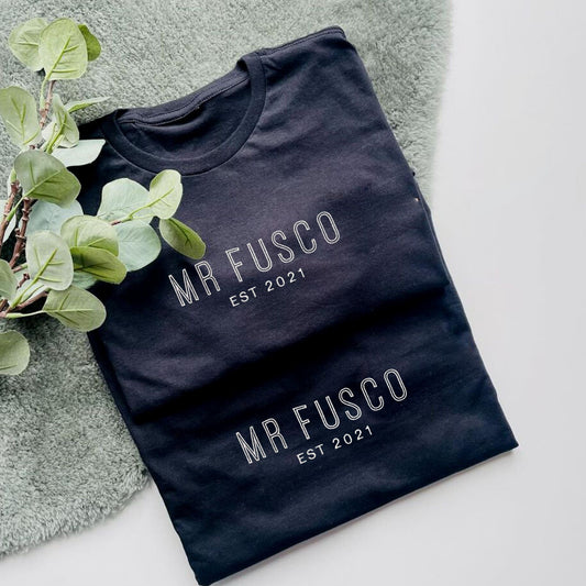 Custom Embroidered Mr And Mrs Shirt With Anniversary Date, Best Gift For Maching Couple