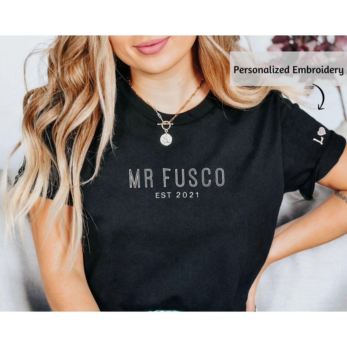 Custom Embroidered Mr And Mrs Shirt With Anniversary Date, Best Gift For Maching Couple