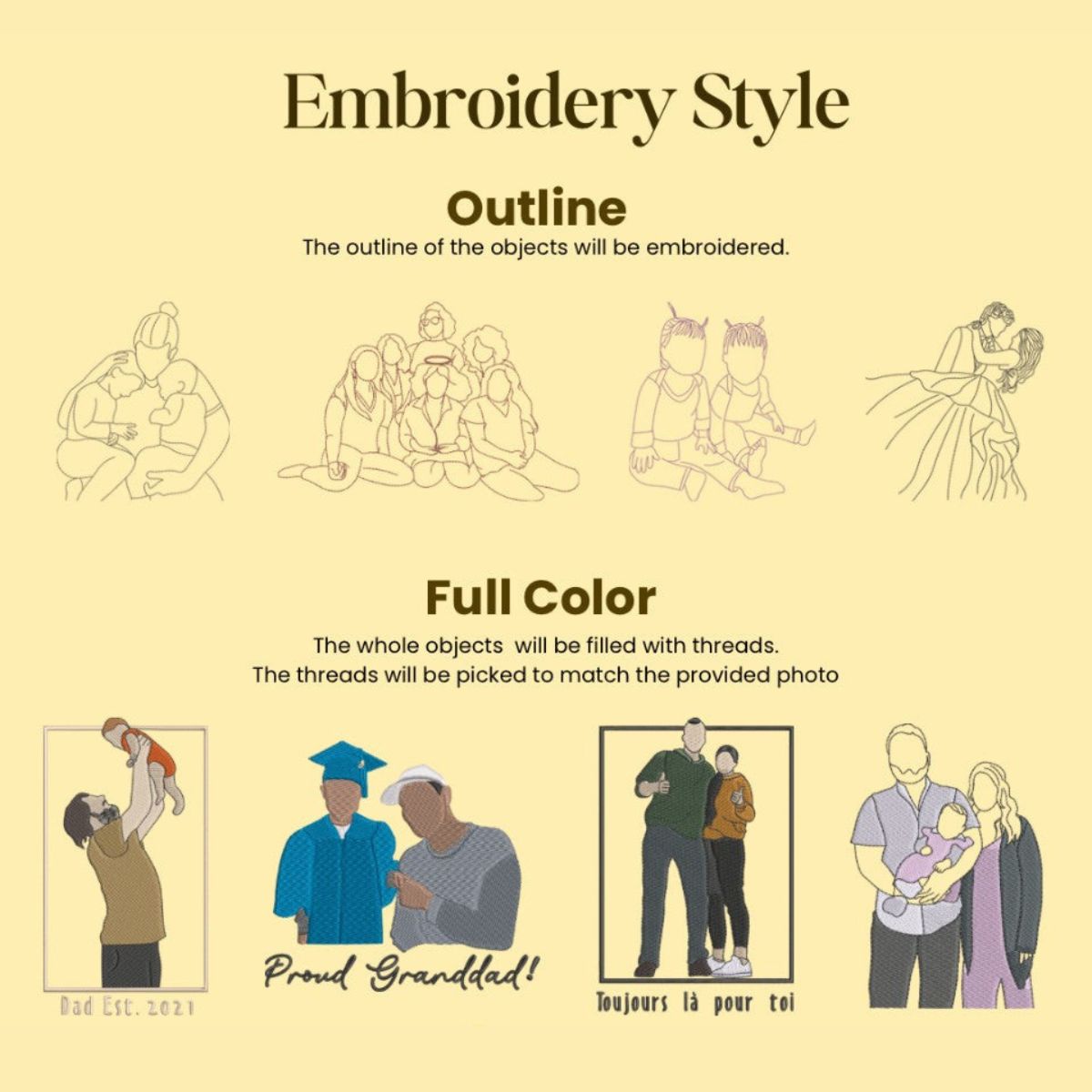 Custom Embroidered Photo Portrait Couple Apron