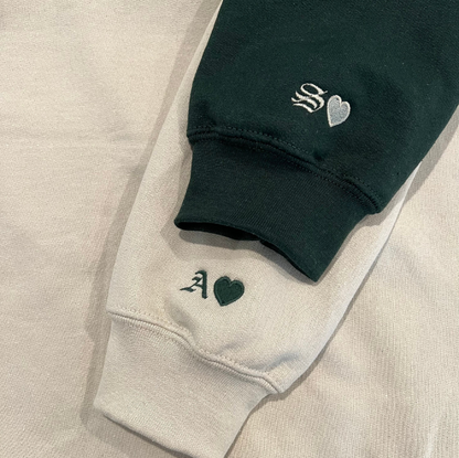 Custom Embroidered Sleeve Sweatshirt, Matching Sweatshirts for Couples Unique Gift Ideas for Him Her