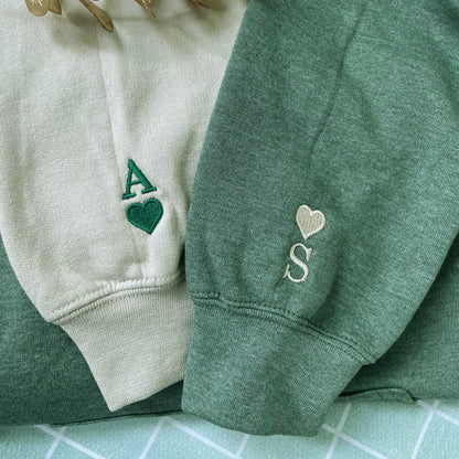 Custom Embroidered Sleeve Sweatshirt, Matching Sweatshirts for Couples Unique Gift Ideas for Him Her