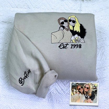 Custom Embroidered Portrait from Photo Tote Bag with Same Design