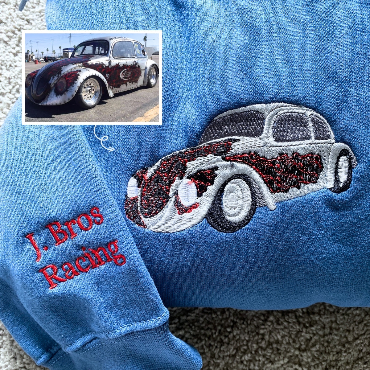 Custom Embroidered Trucker Hoodie from Your Photo, Personalized Gift for Truck Lover