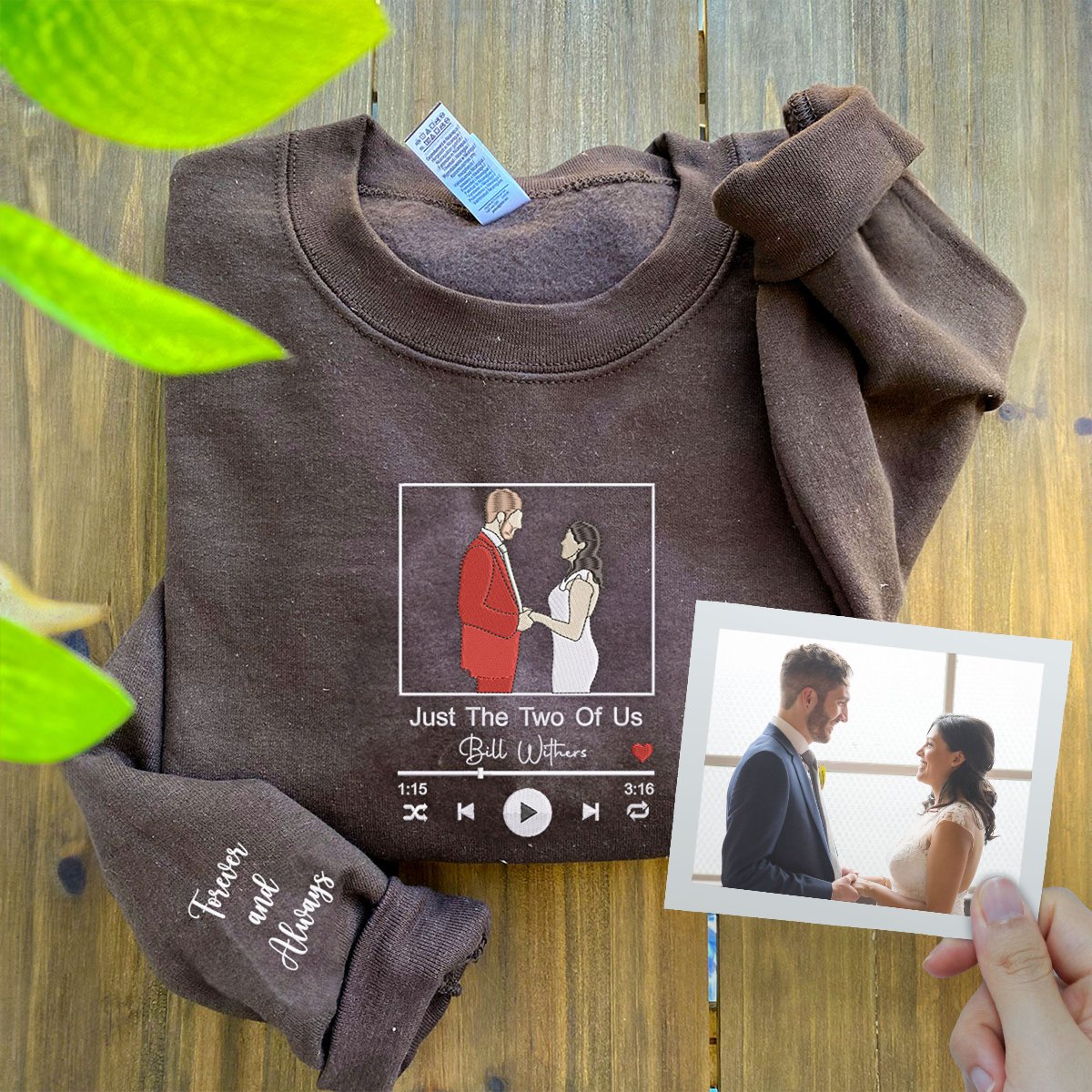Custom Favorite Song with Your Photo Portrait Sweatshirt or Hoodie, Embroidered Gift for Him Her