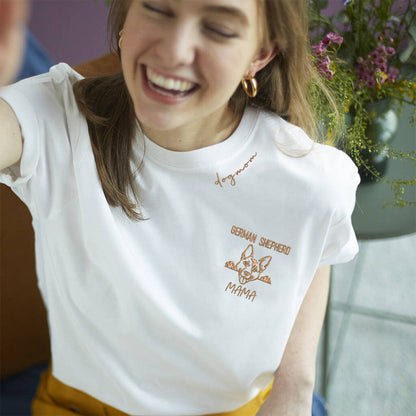 Custom German Shepherd Dog Mama Embroidered Collar Shirt, Personalized Shirt with Dog Name, Gifts For German Shepherd Lovers