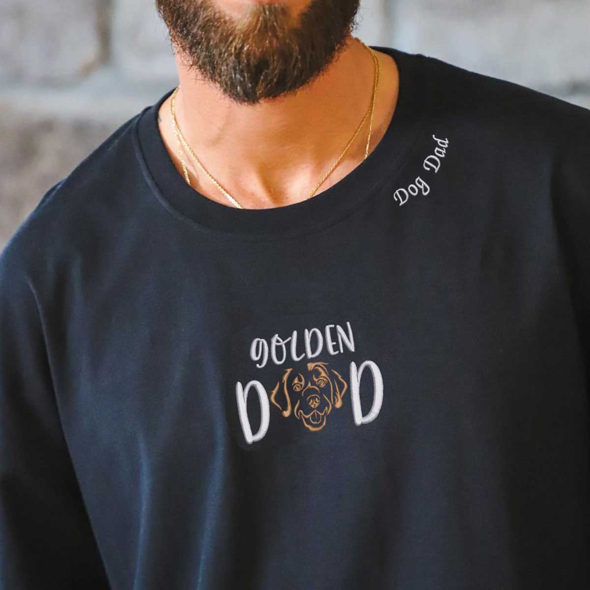 Custom Golden Retriever Dog Dad Embroidered Collar Shirt, Personalized Shirt with Dog Name, Gifts for Golden Retriever Lovers