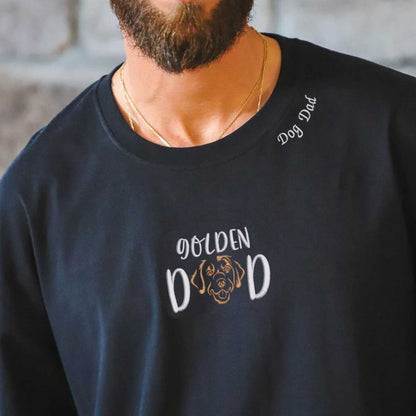 Custom Golden Retriever Dog Dad Embroidered Collar Shirt, Personalized Shirt with Dog Name, Gifts for Golden Retriever Lovers