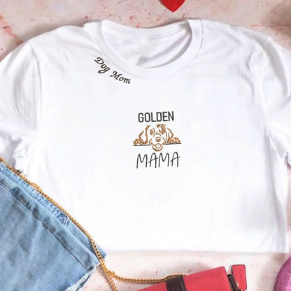 Custom Golden Retriever Dog Mama Embroidered Collar Shirt, Personalized Shirt with Dog Name, Gifts for Golden Retriever Lovers