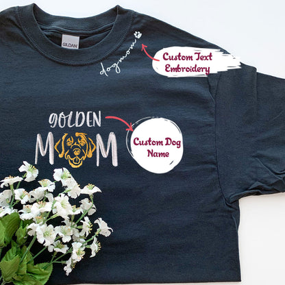 Custom Golden Retriever Dog Mom Embroidered Collar Shirt, Personalized Shirt with Dog Name, Gifts for Golden Retriever Lovers