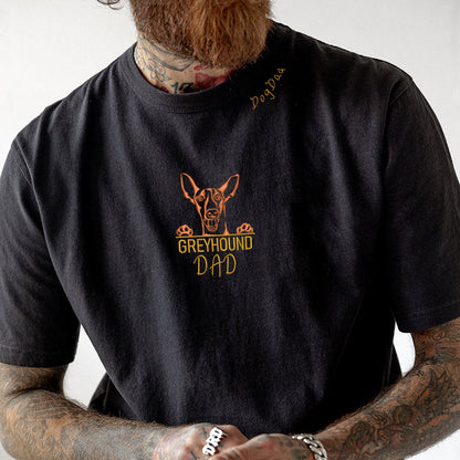 Custom Italian Greyhound Dog Dad Shirt Embroidered Collar, Personalized Shirt with Dog Name, Best Gifts For Greyhound Lovers