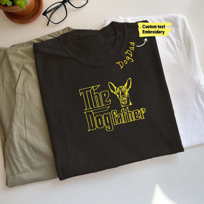 Custom Italian Greyhound Dog Dad Shirt Embroidered Collar, Personalized The DogFather Shirt Italian Greyhound, Best Gifts For Greyhound Lovers